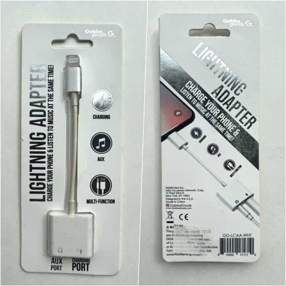 GabbaGoods 2-in-1 Lightning to Headphone Audio and Charger Adapter - Picture 2 of 6
